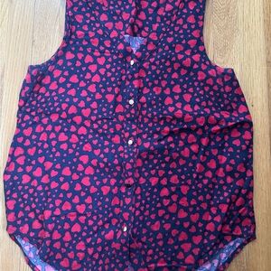 Maurices Red Heart Pattern Top Valentine’s Rayon Sleeveless Medium Line New